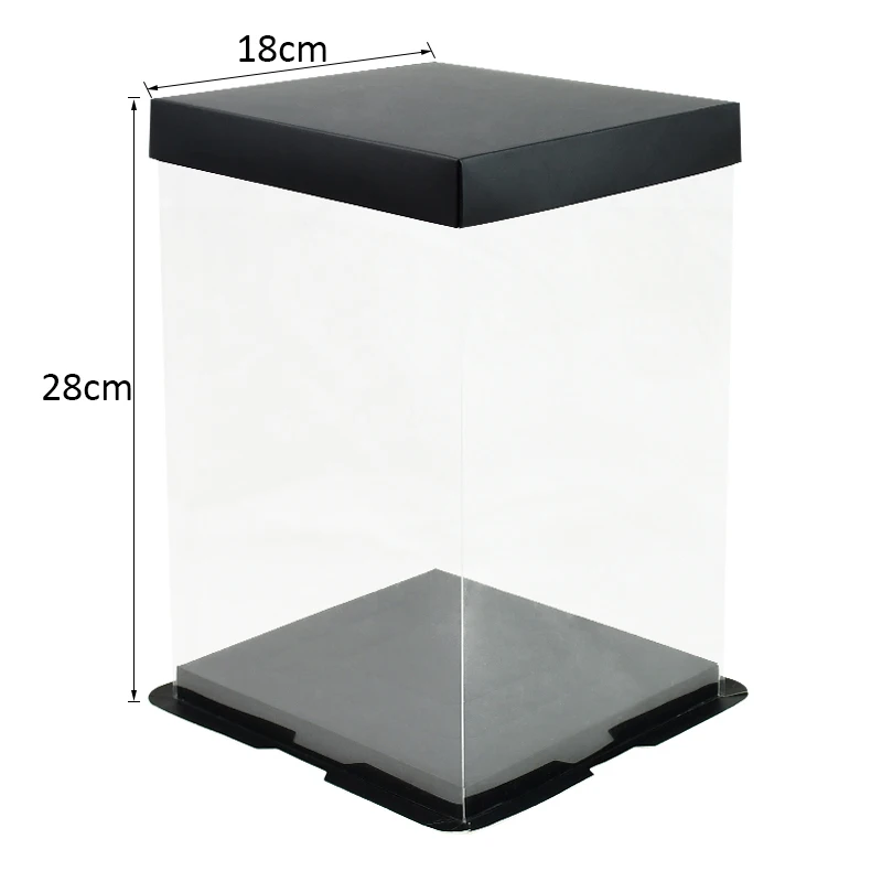 20/28cm Transparent PVC Gift Box for Rose Bear & Cake, Clear Plastic Display Case with Lid for Wedding, Birthday & Party Decorations, DIY Supplies, Reusable Present Box (No Ribbon) - 图片 5