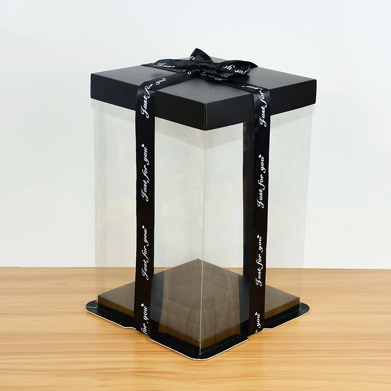 20/28cm Transparent PVC Gift Box for Rose Bear & Cake, Clear Plastic Display Case with Lid for Wedding, Birthday & Party Decorations, DIY Supplies, Reusable Present Box (No Ribbon) 12