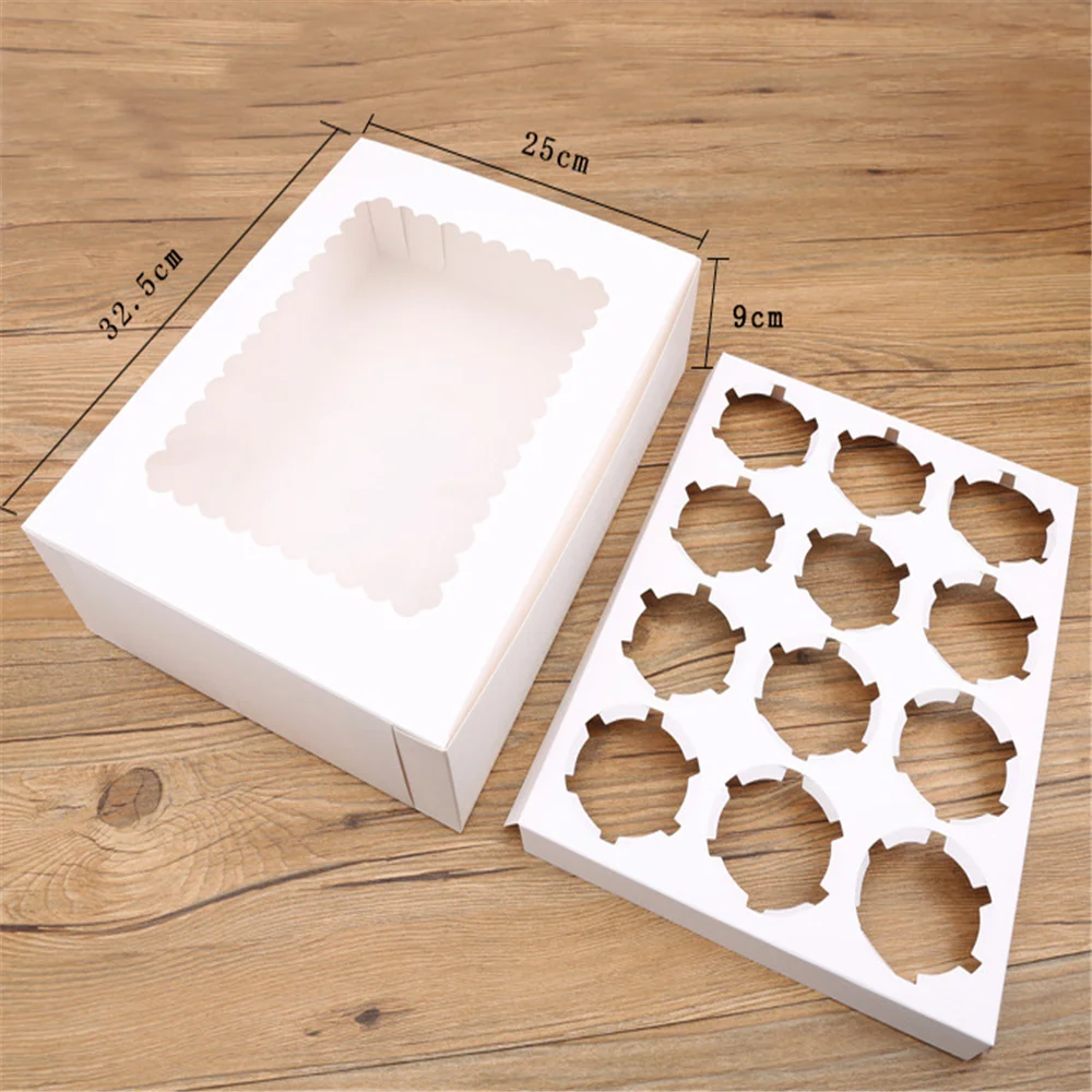 2/4/6/12 Hole White Windowed Cupcake Boxes with Secure Removable Tray, Convenient Cardboard Dessert Gift Packaging for Birthdays, Weddings, Baby Showers, Parties, and Home Use - 图片 9