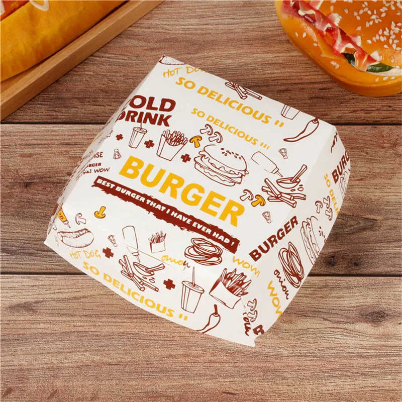100pcs Fried Chicken Packaging Boxes with Wax Paper, Disposable Hamburger and Food Wraps, Bread Bags, Snack Packaging Boxes for Kitchen, Takeout, and Catering - 图片 17