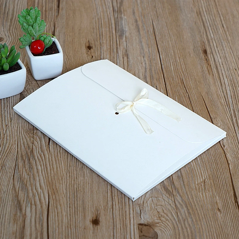 Large Flat Kraft Envelope Packaging Case, Premium Kraft Paper Gift Box for Scarves and Handkerchiefs, Wedding Party Gift Box, Multiple Sizes S/M/L with Ribbon Decoration, Elegant and Eco-Friendly Gift Packaging - 图片 3