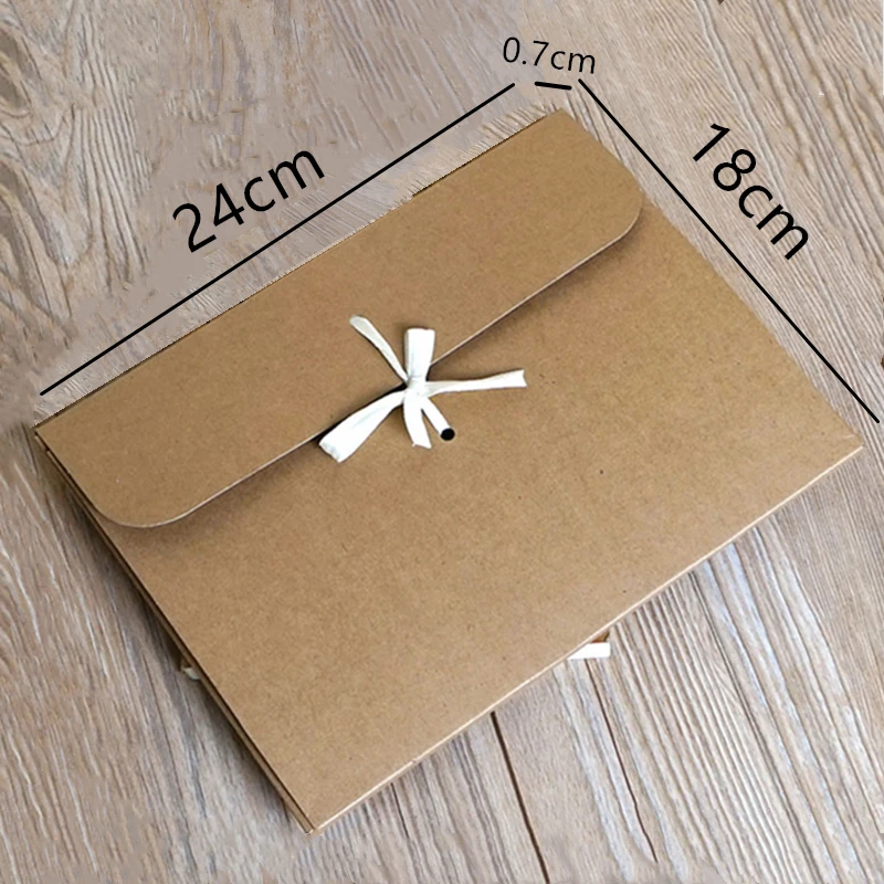 Large Flat Kraft Envelope Packaging Case, Premium Kraft Paper Gift Box for Scarves and Handkerchiefs, Wedding Party Gift Box, Multiple Sizes S/M/L with Ribbon Decoration, Elegant and Eco-Friendly Gift Packaging - 图片 8