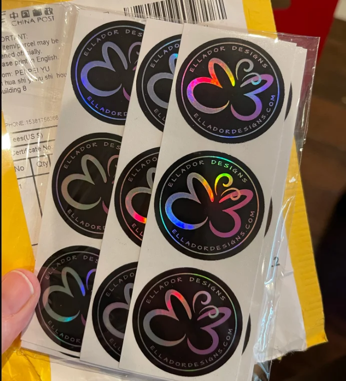 3–7PCS Custom Holographic Silver Stickers – Personalized Logo Labels, DIY Wedding Favor Stickers, Brand Packaging Tags, Design-Your-Own Adhesive Decals for Business, Party, and Gift Decoration 1