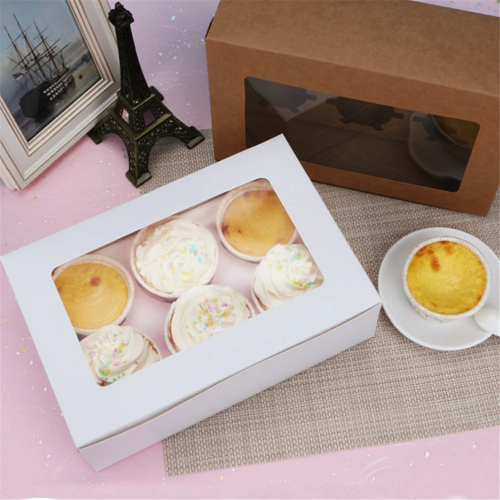 2/4/6/12 Hole White Windowed Cupcake Boxes with Secure Removable Tray, Convenient Cardboard Dessert Gift Packaging for Birthdays, Weddings, Baby Showers, Parties, and Home Use 8