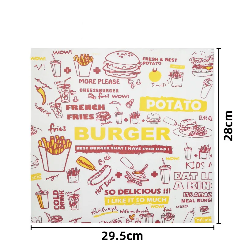 100pcs Fried Chicken Packaging Boxes with Wax Paper, Disposable Hamburger and Food Wraps, Bread Bags, Snack Packaging Boxes for Kitchen, Takeout, and Catering - 图片 15