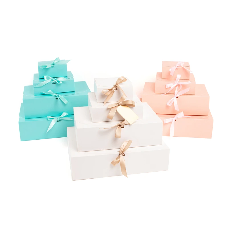Gift Boxes with Ribbon – White, Pink, Sky Blue, Black, Red, Green, Marble Colors – 5pcs Set, Multiple Sizes for Birthday, Wedding, Baby Shower, Graduation, Mother’s & Father’s Day – Stylish, Durable, Customizable Packaging - 图片 5