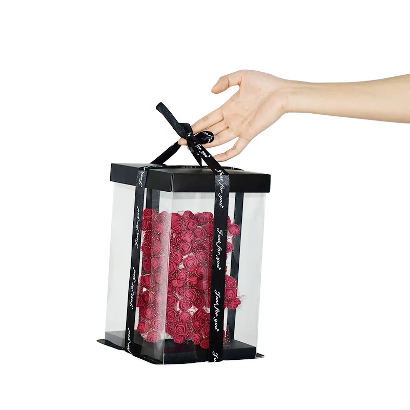 20/28cm Transparent PVC Gift Box for Rose Bear & Cake, Clear Plastic Display Case with Lid for Wedding, Birthday & Party Decorations, DIY Supplies, Reusable Present Box (No Ribbon) 6