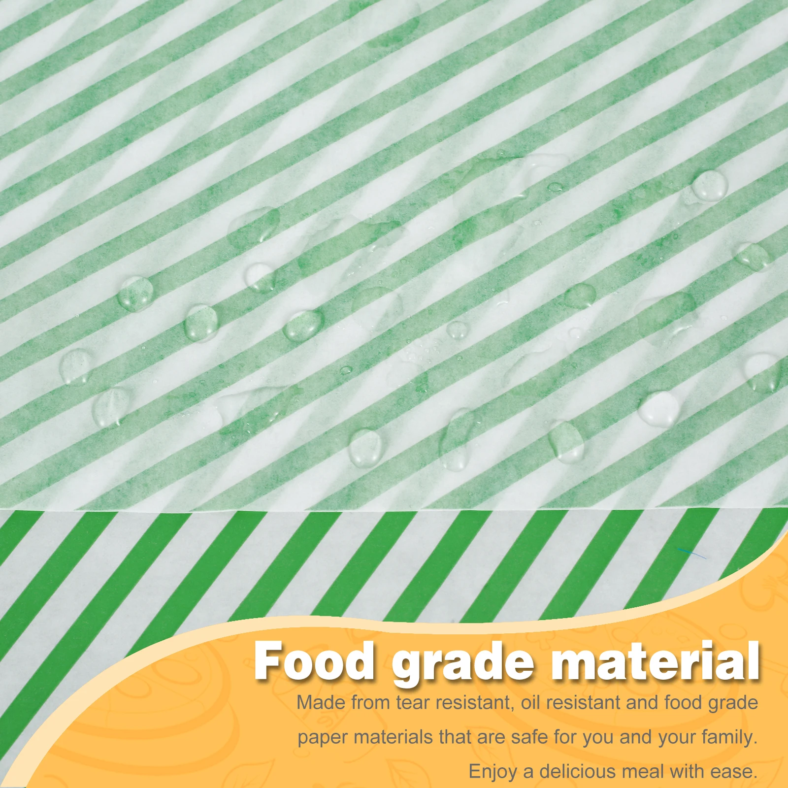 200 Sheets Food Wrapping Paper Striped Print Oil-Resistant Dry Waxed Deli Paper for Sandwiches, Fries, Hot Dogs, Hamburgers, Snacks, Cafeteria, Restaurant, Picnic, Party Use - 图片 3