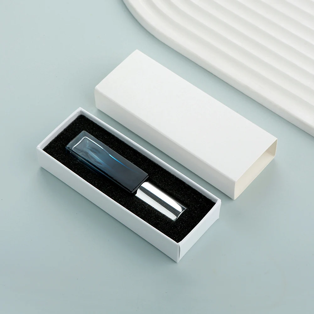 10PCS 10ml Blue Gradient Square Glass Spray Bottles with Box, Refillable Mini Atomizer for Travel, Cosmetic, Essential Oil, Liquid Storage Container, Portable Sample Bottles 7