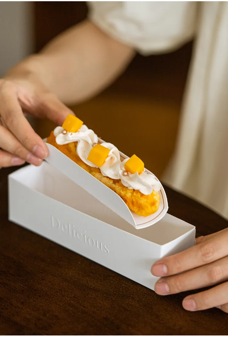 50PCS Rectangle French Napoleon Mousse Boxes, DIY Mini Cake Packaging, Waterproof and Oilproof Dessert Containers for Bakery, Pastry, Pudding, Chocolate, Takeout, Party and Home Use 8