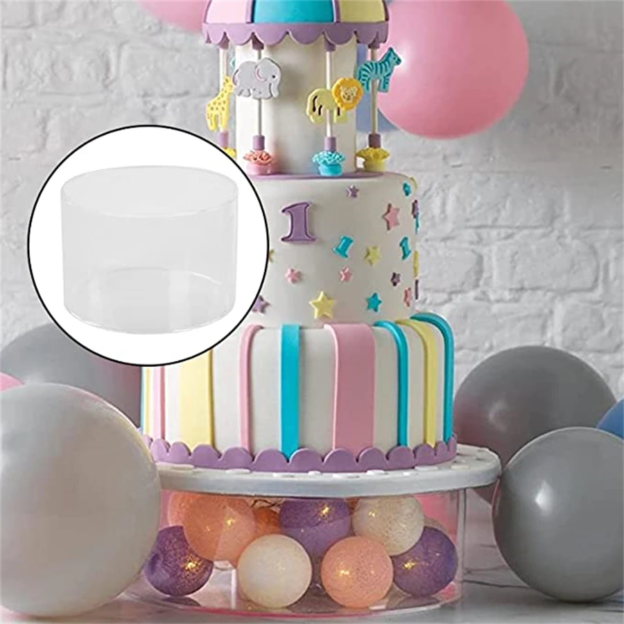 Acrylic Cake Display Board Round Cake Edge Smoother Tray, Clear DIY Refillable Cake Base Stand for Wedding, Birthday, Party, and Dessert Decoration Tools 13