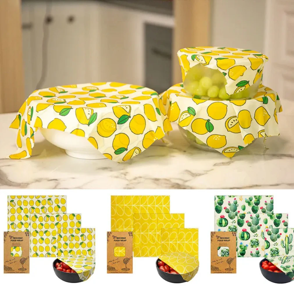 Reusable Beeswax Food Wraps for Fresh Food Storage, Organic Cotton Natural Eco-Friendly Food Packaging Paper for Cheese, Fruits, Vegetables, Bread, Sandwiches, Sustainable Kitchen Storage - 图片 4