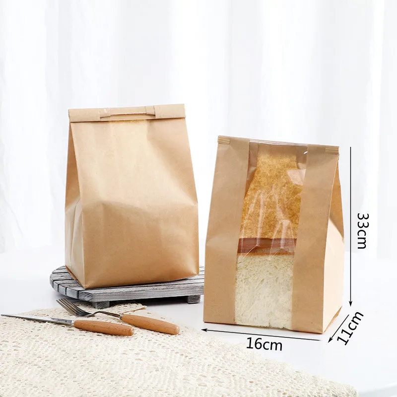 500PCS Kraft Paper Bread Loaf Bags with Clear Window and Tin Tie Closure, Extra Large Brown Bakery Packaging Bags for Coffee, Cookies, Pastries, Granola, Candy, Popcorn, Sandwiches and Gift Treats - 图片 8