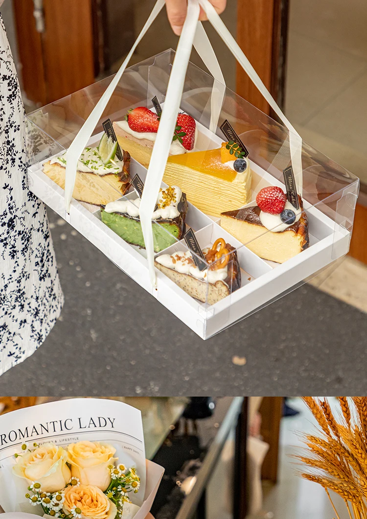 Premium Kraft Paper Dessert Gift Box with 4/6/9 Compartments – Sturdy Pastry Container for Mousse Cups, Cupcakes, Mini Cakes, Picnic Treats, Party Favors, Bakery Packaging, Holiday and Celebration Use 6