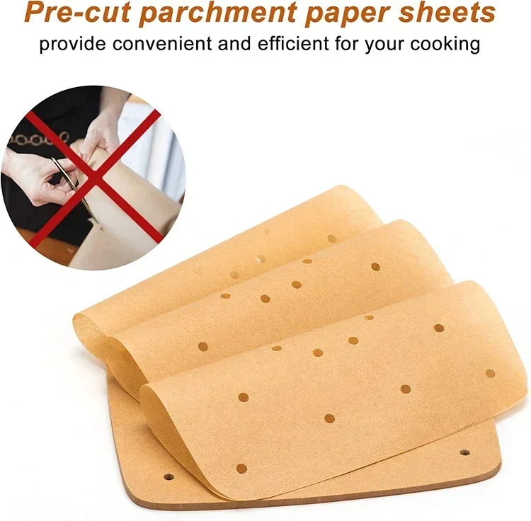 50/100 Pcs Square Air Fryer Parchment Paper Liners – Upgraded Disposable Baking Paper with Perforated Design for Frying, Cooking, Steaming and Oven Use 3