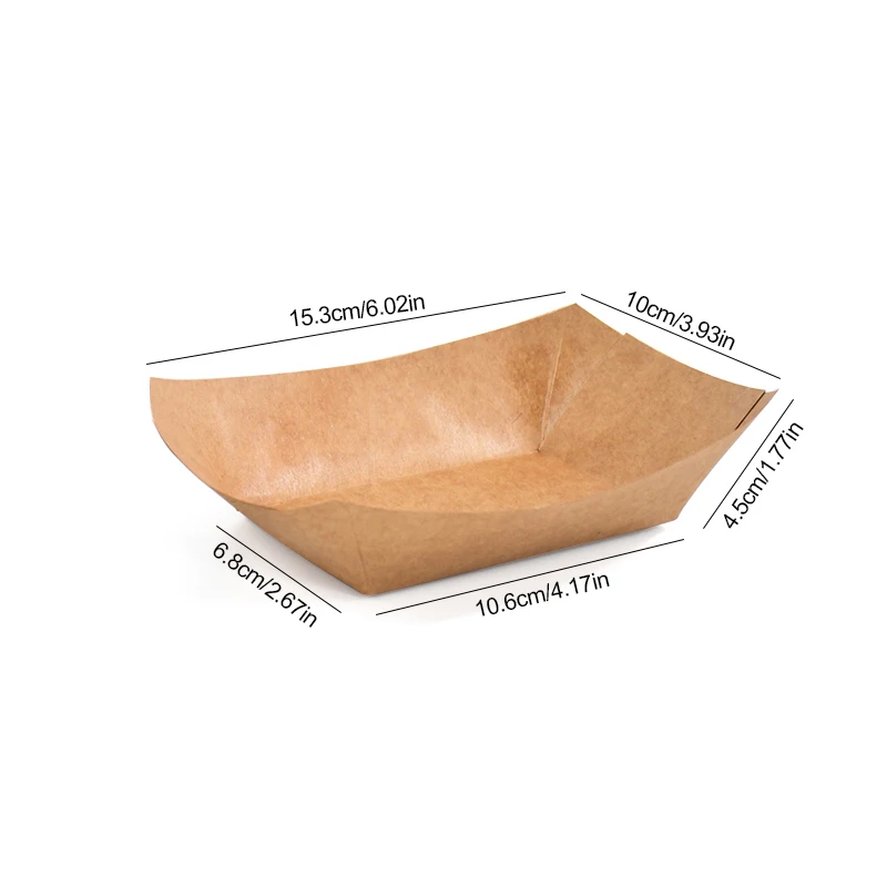 5pcs Kraft Paper Dessert and Snack Boxes, Disposable Cake Containers, Pastry Trays, French Fries Holders, Food Kraft Paper Bowls for Weddings, Birthday Parties, Halloween, Catering, and Event Use - 图片 6