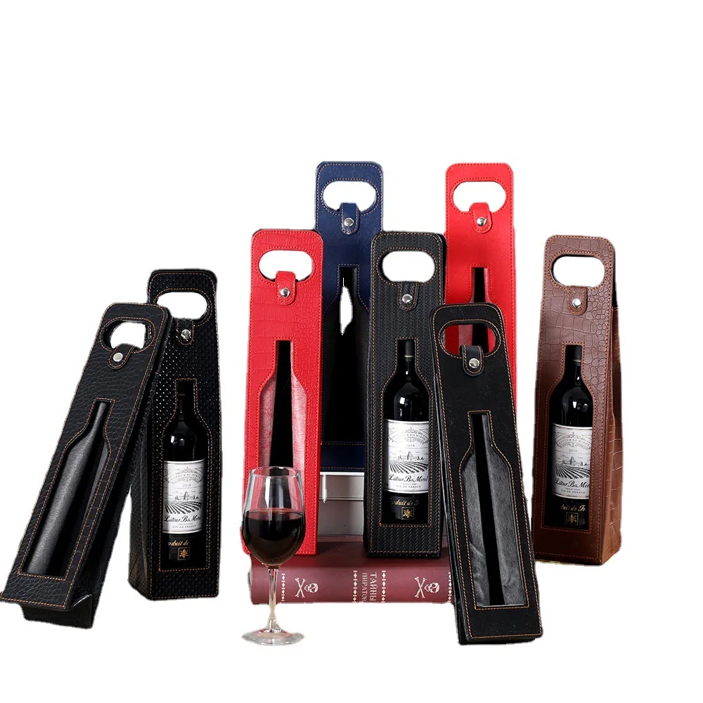 Luxury PU Leather Wine Bottle Gift Box – 2025 Hot Sale Universal Red Wine Packaging Bag for Single Glass Bottle, Elegant Leather Tote Carrier with Handle, Ideal for Gifting, Business & Celebrations - 图片 2