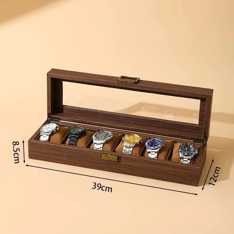 Retro-Inspired PU Leather Watch Storage Box with Imitation Wood Grain, Creative Gift Case for Watches, Sunglasses, and Jewelry, Soft Velvet Interior, Elegant Organizer for Men and Women 2