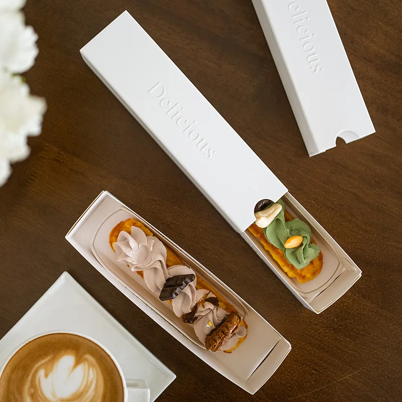 50PCS Rectangle French Napoleon Mousse Boxes, DIY Mini Cake Packaging, Waterproof and Oilproof Dessert Containers for Bakery, Pastry, Pudding, Chocolate, Takeout, Party and Home Use - 图片 3