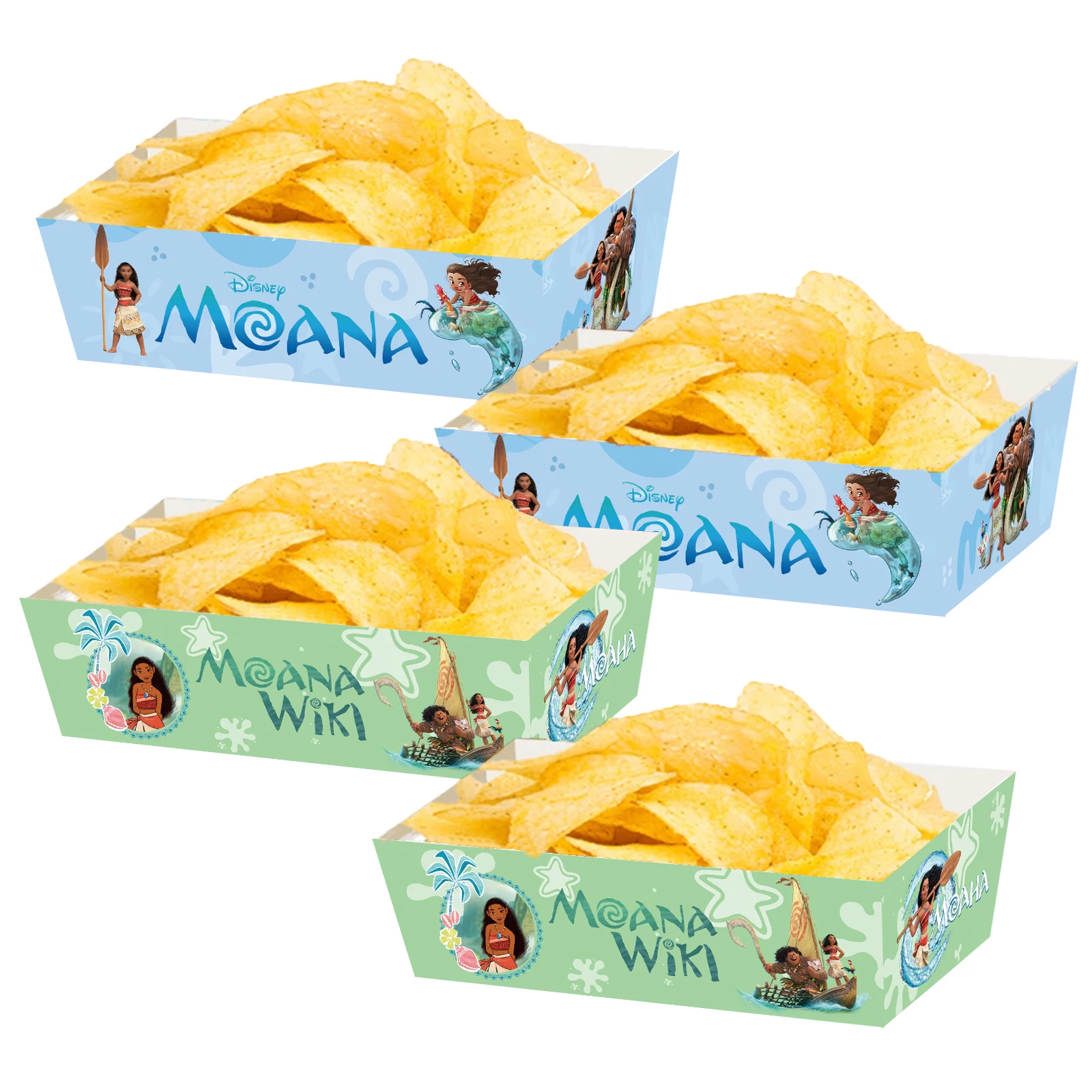 12/24/36pcs Moana Birthday Party Supplies French Fry Boxes Disposable Popcorn Snack Candy Containers Paper Food Packaging Trays for Kids Party Decoration, Festival Events, Weddings, Baby Shower