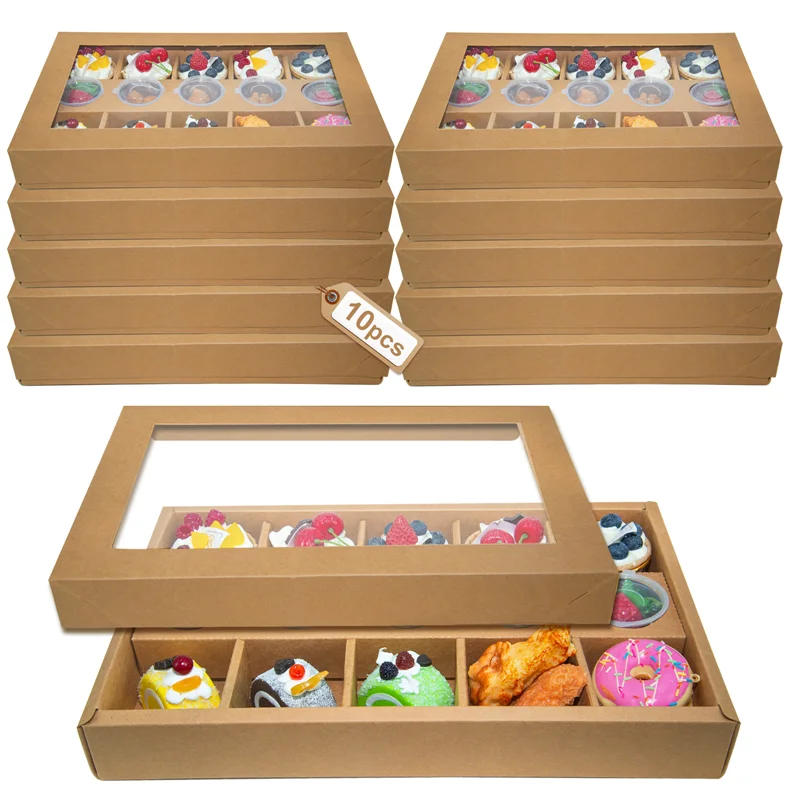 Large Capacity Disposable Packaging Boxes for Cakes, Desserts, Fruits, Picnic Treats, Outdoor Gatherings, Spring Outing, Hotels, Afternoon Tea, Lattice Design Cardboard Containers with Lid, Food-Grade Corrugated Paper, Multi-Size Options 13