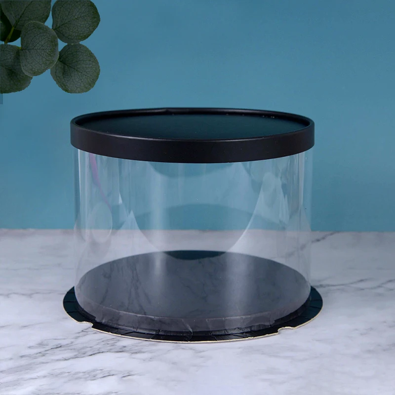 5Pcs Round Clear Cake Boxes PVC Transparent Single Layer Dessert Containers for Birthday, Wedding, Baby Shower, Valentine’s Day Party DIY Cake Display - 图片 11
