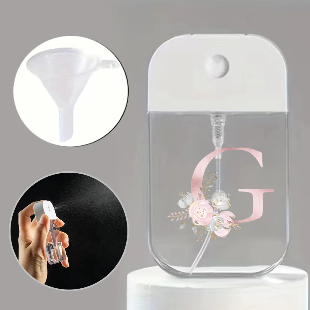 Portable Mini Spray Bottle with Funnel – Refillable Pink Flower and Letter Pattern Container for Perfume, Alcohol, Hand Sanitizer, Liquid Sub-Packaging, Travel-Friendly Cosmetic Sprayer - 图片 18
