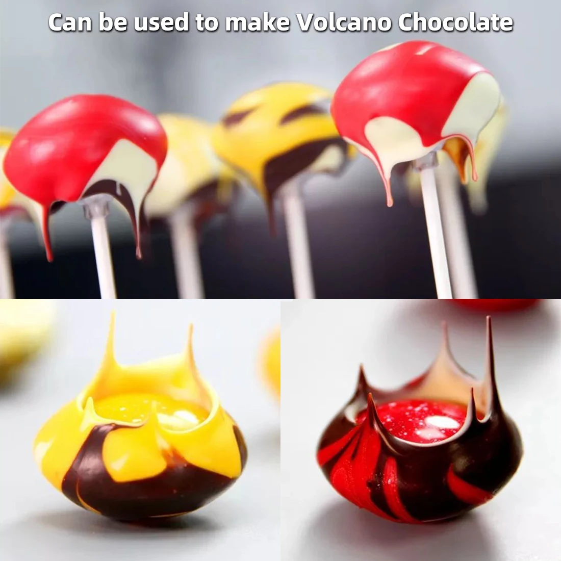 15-Cavity Polycarbonate Chocolate Mold – Volcano-Shaped Bonbons and Candy Forms, Lens-Style Confectionery Mold for Chocolate, Candy, Baking, Refrigerator & Freezer Use, φ1.58"xH0.24" - 图片 2