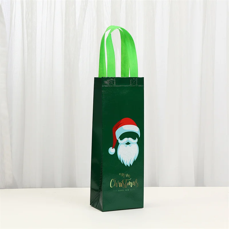 12pcs Christmas Non-woven Tote Bags for Red Wine Packaging Gift Reusable Waterproof Fabric Handbag Pouch Party Favors Custom Logo Available Durable Holiday Gift Storage - 图片 2