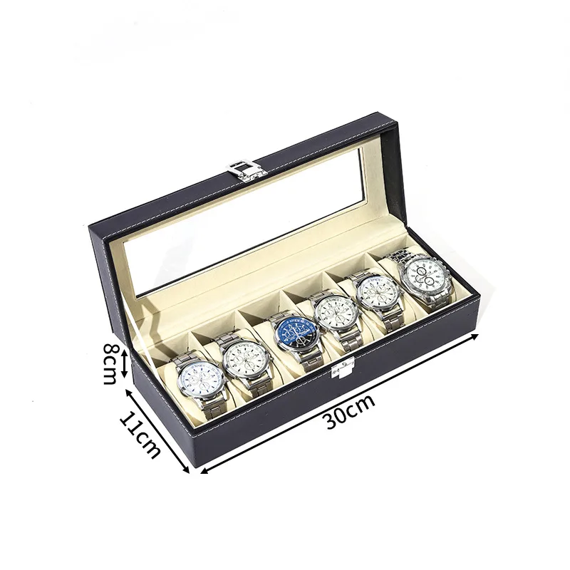 Eco-Friendly PU Leather Watch Box for Men and Women, Dust-Proof 10 Slot Watch Display Organizer with Lock and Glass Lid, Soft Velvet Interior, Multi-Functional Jewelry Storage Case for Rings, Bracelets & Accessories 10