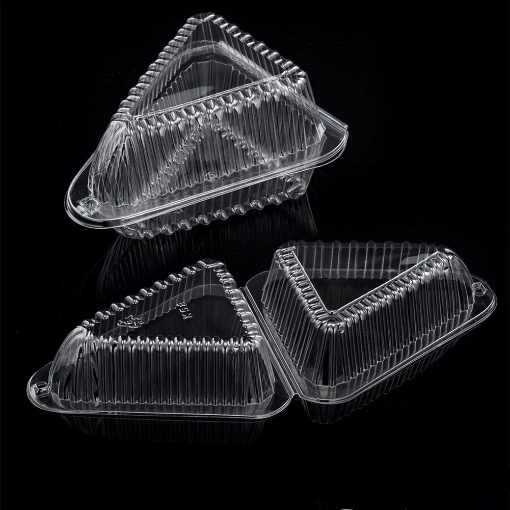 100PCS Triangle Plastic Cake Boxes for Pie, Sandwich, Pizza, Dessert Storage, Transparent Food Containers for Takeout, Parties, Bakery, Food Preservation, Disposable Eco-Friendly Packaging - 图片 2