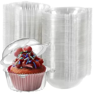 100pcs Clear Cupcake Boxes with Lids, Dessert and Cake Slice Holders, Muffin and Bakery Packaging, Mini Transparent Gift Boxes for Weddings, Birthdays, Baby Showers, and Party Supplies