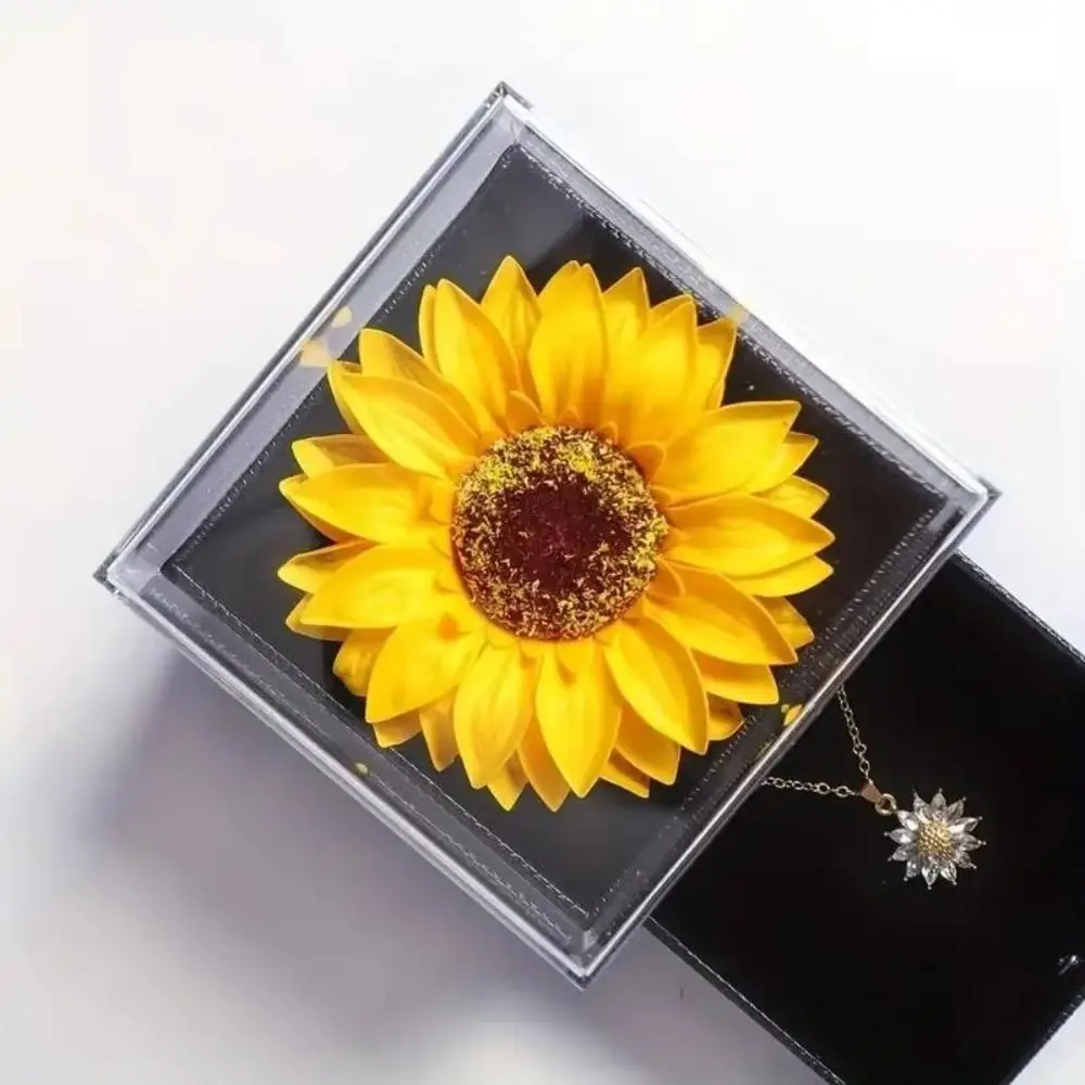 Stainless Steel Sunflower Necklace with Gift Box | Cubic Zirconia “I Love You Sunshine” Jewelry Packaging Box for Birthday Wedding Proposal Romantic Gift Presentation Stainless Steel Sunflower Necklace with Gift Box | Cubic Zirconia “I Love You Sunshine” Jewelry Packaging Box for Birthday Wedding Proposal Romantic Gift Presentation