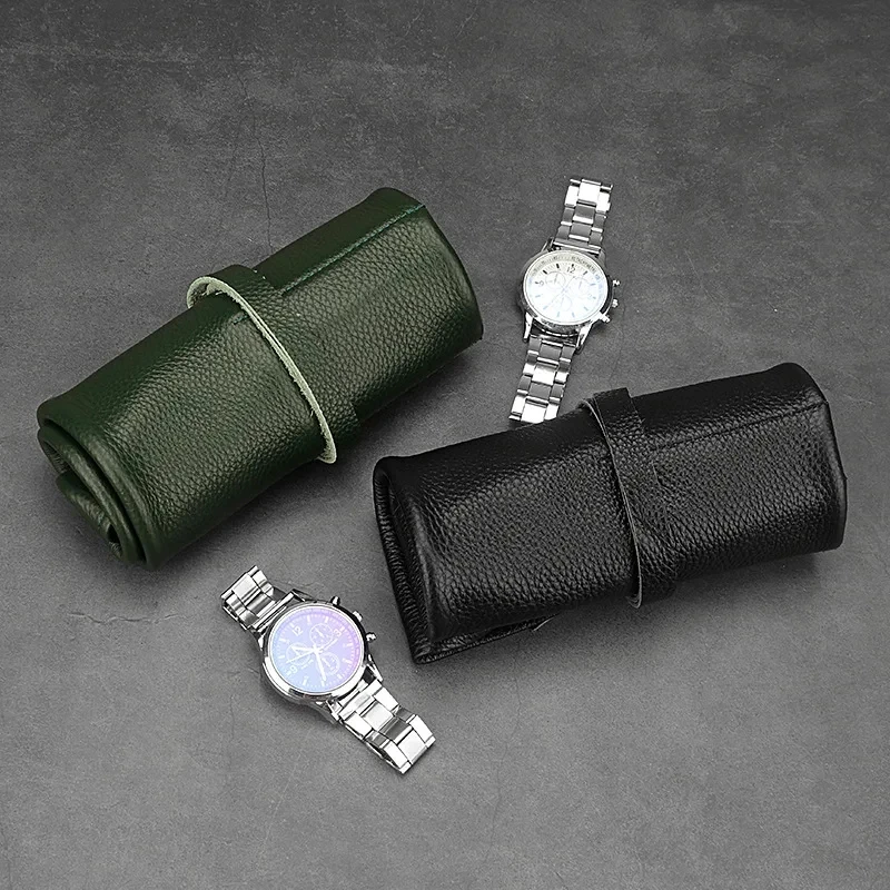 Travel Watch Organizer | Luxury 6 Slots Black Leather Watch Roll Organizer – Portable Travel Storage Case for Men & Women Wristwatches, Smart Watches & Accessories, Roll-Up Display Bag with Snap Closure for Secure Protection 2