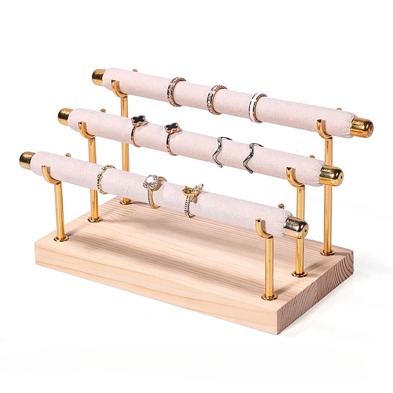 Ring Display Stand with Detachable Metal Frame 🌟 – Wooden Base Jewelry Organizer for Rings, Watches, Bracelets, and Accessories, Perfect for Home, Store, Exhibition, Gift Presentation, Durable and Stylish Display Solution