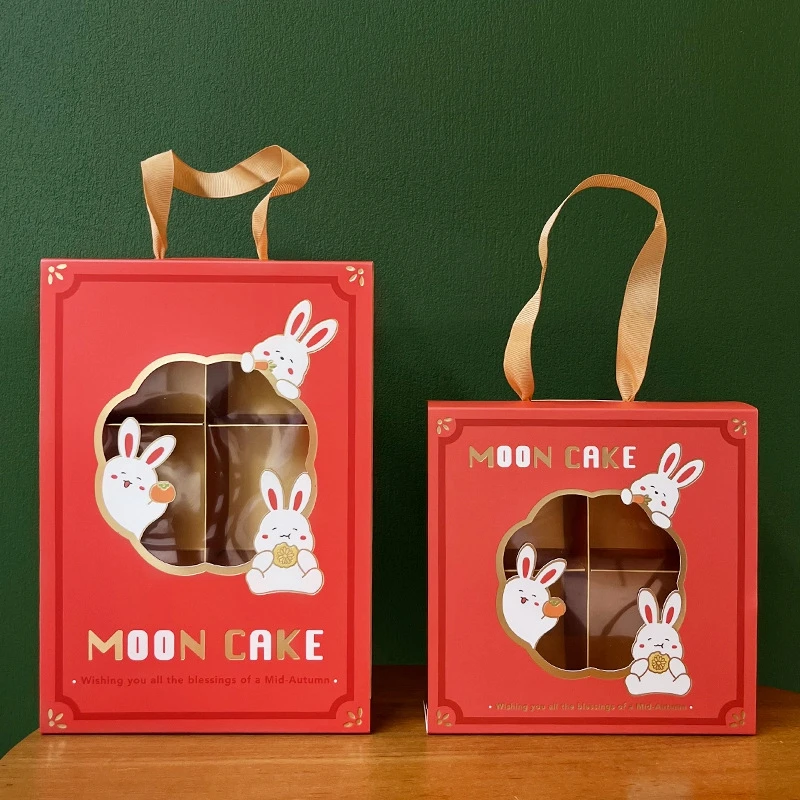 5pcs Mooncake Gift Boxes, Premium Cardboard Mid-Autumn Festival Packaging with Gold Foil Design, Handle for Easy Carrying, Perfect for Mooncakes, Chocolates, Egg Yolks, and Autumn Festival Gifts 1