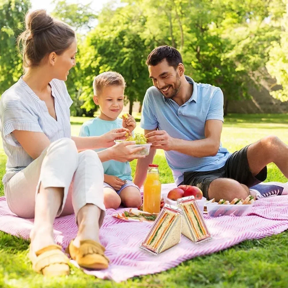 10PCS Triangle Sandwich Container Reusable Airtight Plastic Box, Transparent Portable Cake Slice Holder, Food-Grade Storage Bento Box for Travel, Picnic, Office, School Lunch, Leakproof & Dishwasher Safe 3