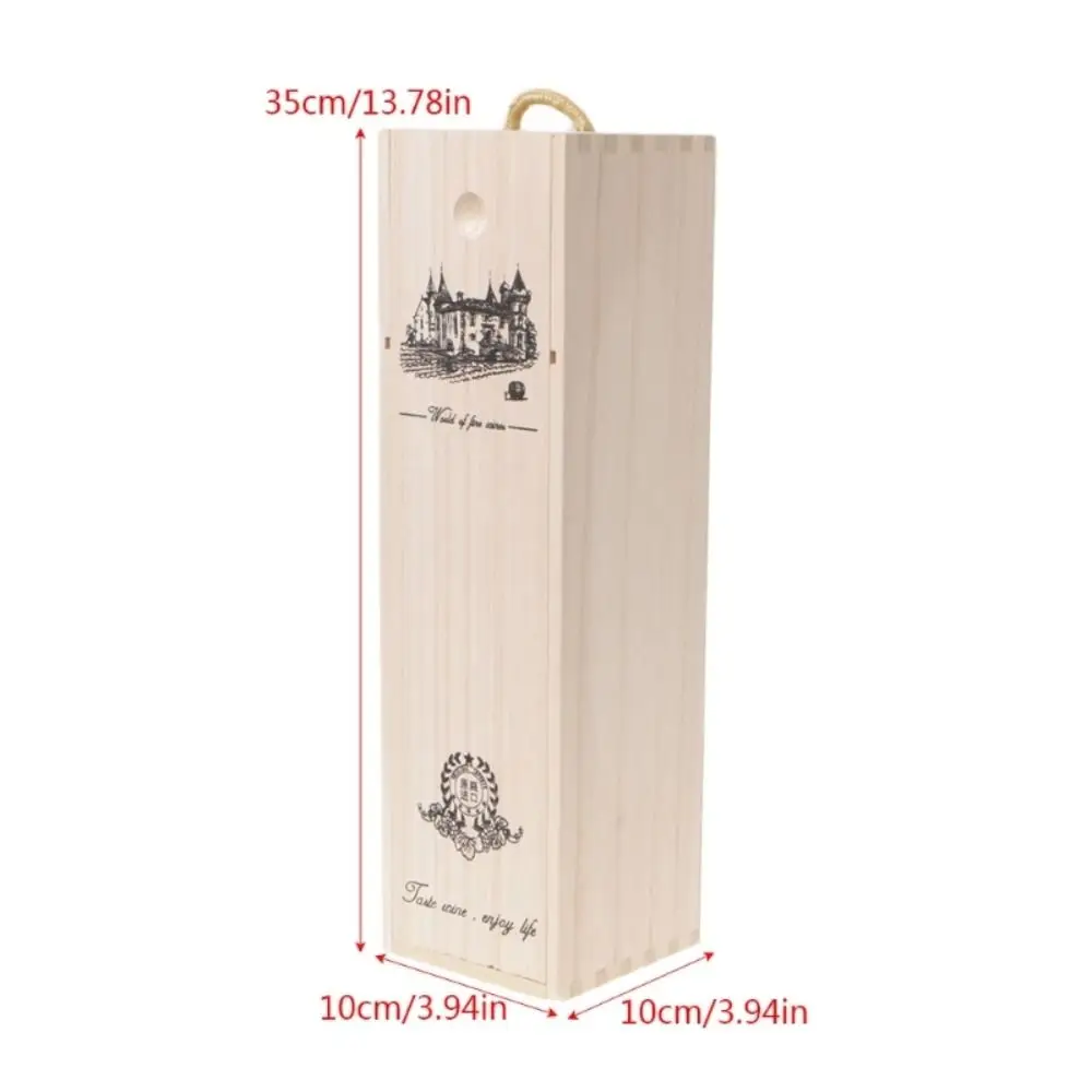 Creative Drawable Wooden Wine Box with Rope Handle, Sun-proof Red Wine Packing Box, Classic Fixed Pallet Wooden Wine Storage Case, Elegant Gift Packaging for Christmas Party Dinner Gatherings - 图片 4