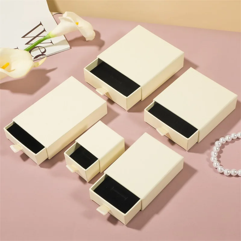 500pcs Custom Luxury Jewelry Packaging Boxes, Sliding Drawer Style Cardboard Gift Box with Logo for Earrings, Necklace, Bracelets, Paper Jewelry Case for Brand Presentation and Personalized Gift Packaging - 图片 12