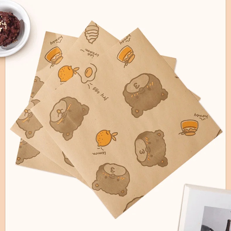 50PCS Oil-Proof Wax Paper Wrapping Sheets 18×18cm / 22×22cm Square Disposable Grease-Resistant Sandwich Burger Bread Fries Wrap Paper Baking Liner for Breakfast, Chicken Roll, Gift, or Craft Use - 图片 7