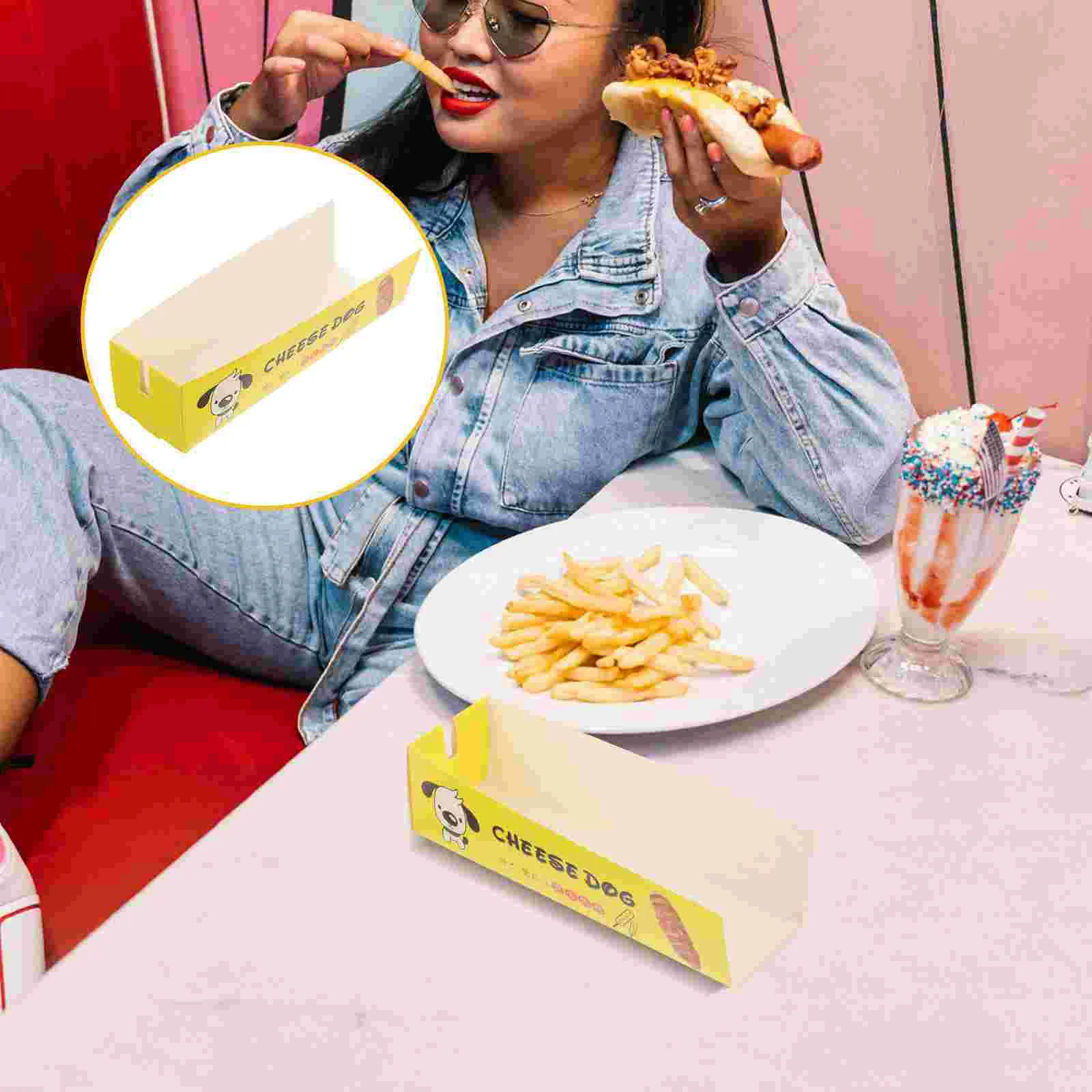 100pcs Disposable Paper Hot Dog Boxes, Takeout Snack Containers for Sausages, Fast Food, Party Catering, and Restaurant Food Service 3