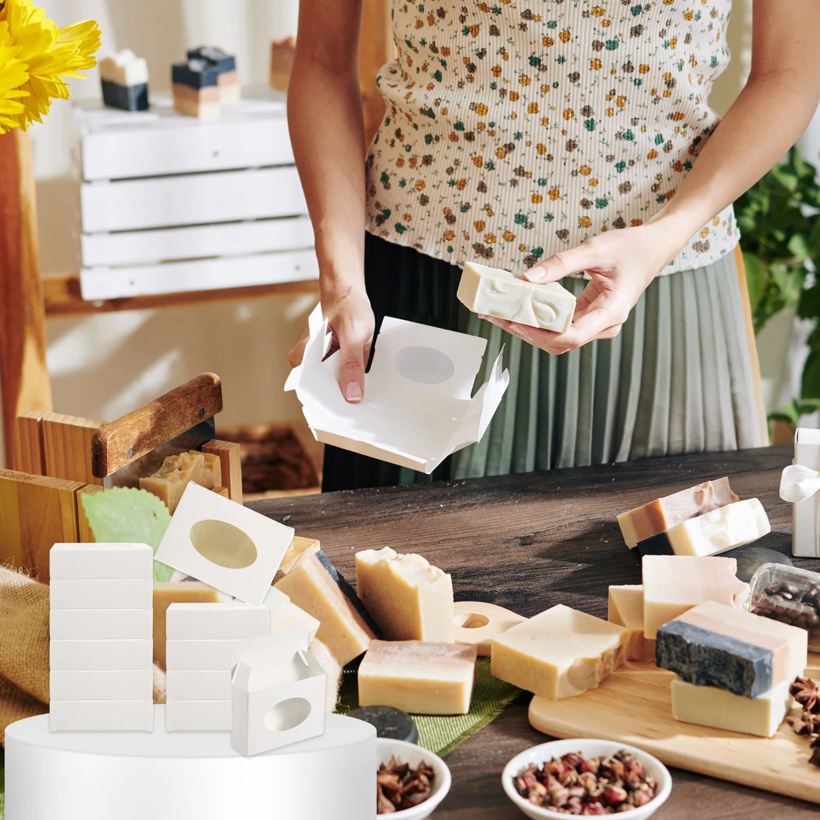 30-Pack Mini Rectangular Paper Soap Boxes with Clear Window for Handmade Soaps, Jewelry, or Small Gifts, 3.5"x2.5"x1", Pink Blue Golden, DIY Personalized Packaging, Birthday Party, Wedding, Holiday Gift, Recyclable Eco-Friendly Storage Cartons - 图片 6