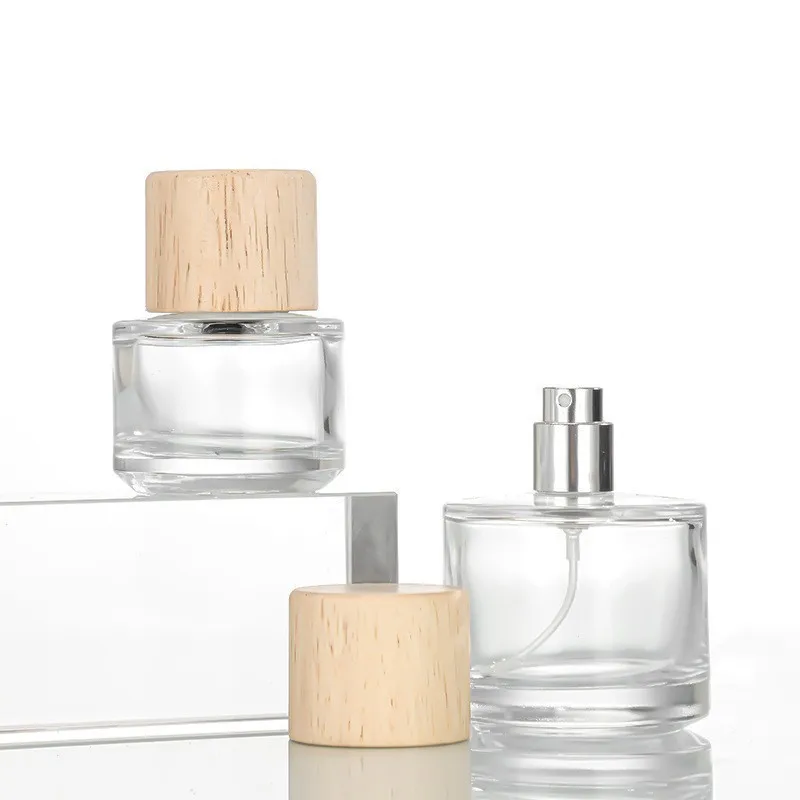 10pcs Transparent Glass Perfume Bottles with Wooden Cap – Empty 30ml 50ml 100ml Bayonet-Style Spray Atomizer Containers for Cologne, Fragrance, Essential Oils, and Cosmetic Packaging - 图片 7