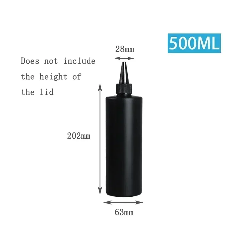 10pcs HDPE Black Plastic Squeeze Bottles with Caps – 30ml to 500ml Refillable Containers for Glue, Oil, Pigment, and DIY Liquids, Reusable Portable Bottles for Crafts, Kitchen, and Small Business Packaging - 图片 6