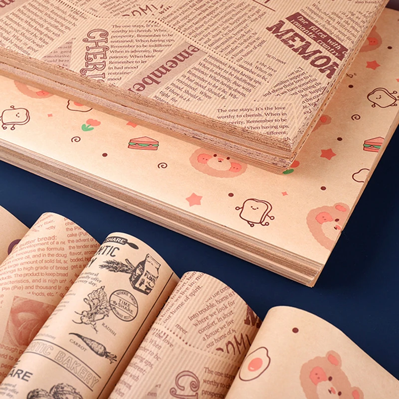 50 Sheets Greaseproof Deli Paper, Non-Stick Sandwich Wrapping Paper, Oil-Proof Baking Parchment Liner for Bread, Burger, Cake, Pizza, Dessert, Food Wrapping and Takeout Packaging 10