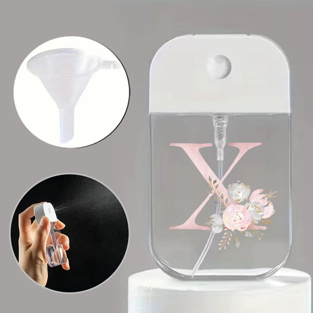 Portable Mini Spray Bottle with Funnel – Refillable Pink Flower and Letter Pattern Container for Perfume, Alcohol, Hand Sanitizer, Liquid Sub-Packaging, Travel-Friendly Cosmetic Sprayer - 图片 11