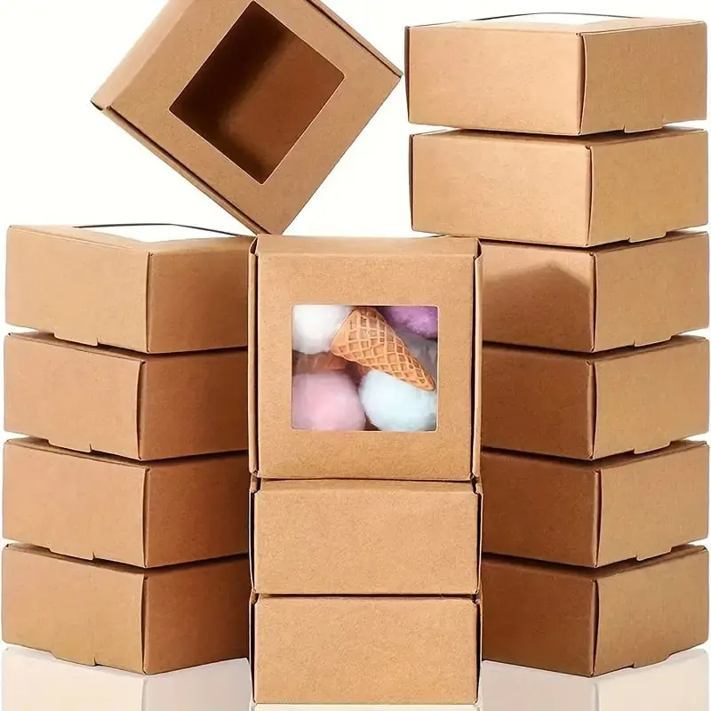 10/30/50pcs Mini Kraft Paper Soap Gift Boxes with Clear Window, Small Packaging Case for Handmade Soap, Baking Candy, Chocolate, Jewelry Display, Wedding Party Favor, Baby Shower Gift Wrapping Supplies - 图片 7