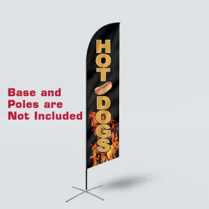 Hot Dogs Advertising Banner Flag – Customizable Polyester Outdoor Promotion Flag with High-Quality Digital Print for Food Stands, Festivals, Restaurants, Stores and Events (Only Flag, No Pole)