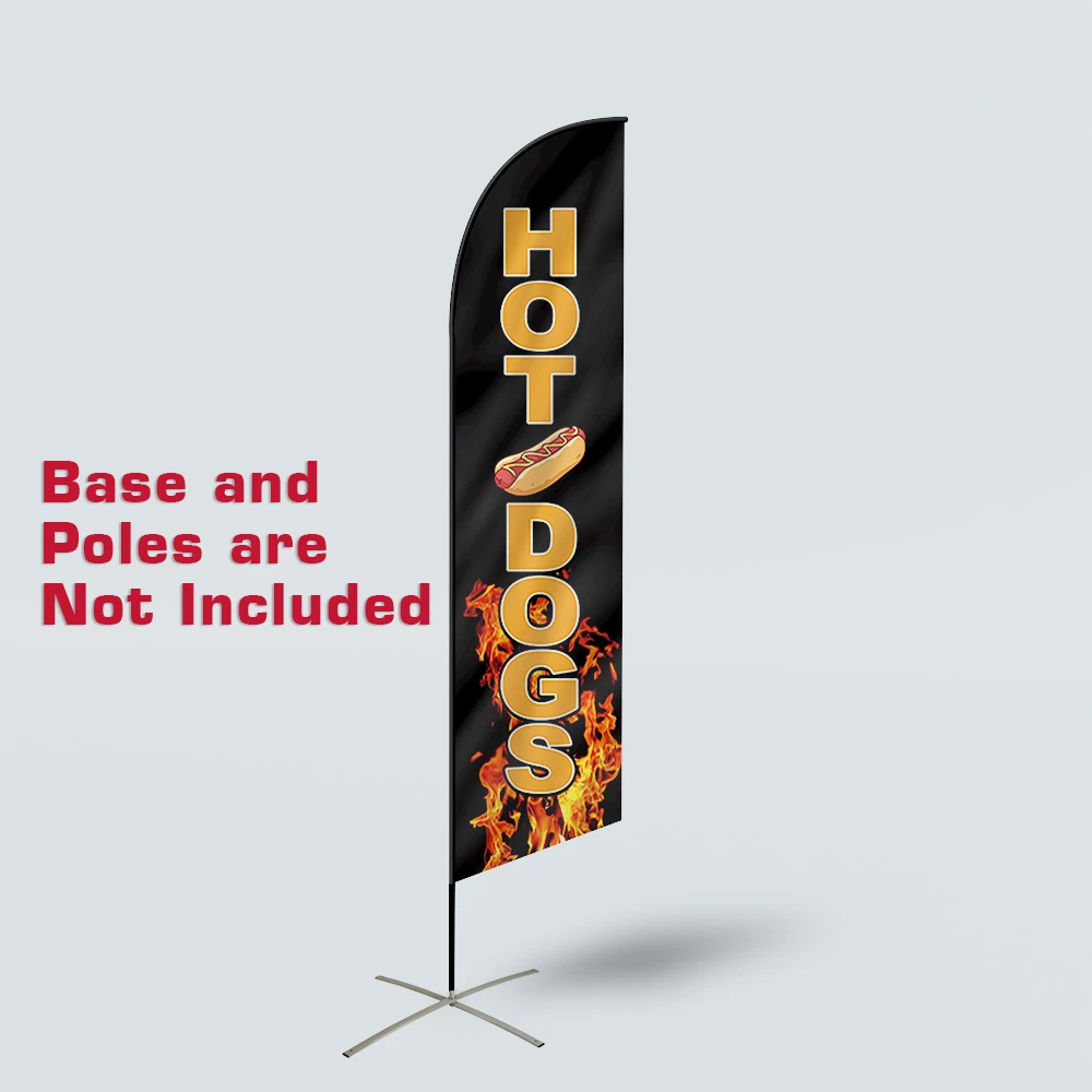 Hot Dogs Advertising Banner Flag – Customizable Polyester Outdoor Promotion Flag with High-Quality Digital Print for Food Stands, Festivals, Restaurants, Stores and Events (Only Flag, No Pole)