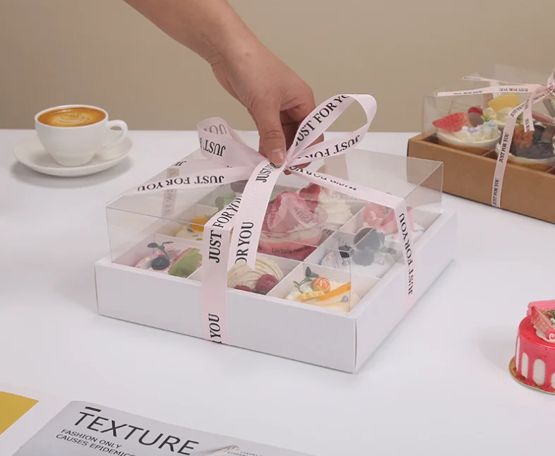 6/9/12 Grid Kraft Paper Cupcake Boxes with Clear Window, Muffin and Pastry Packaging Cartons for Chocolate Cookies Snacks, Party Birthday Wedding Gift Presentation Carrier 10